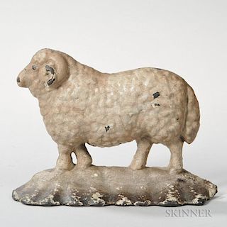 Cast Iron and Paint-decorated Ram Doorstop