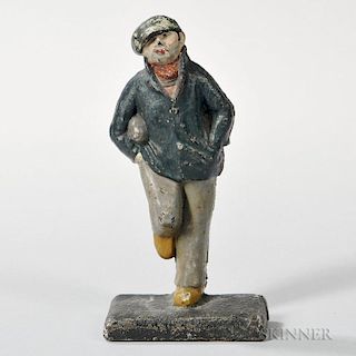 Cast Iron and Paint-decorated Man in Blue Coat Doorstop