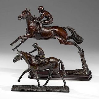 P. Haun and A. M. Webber Bronze Mounted Racehorses 