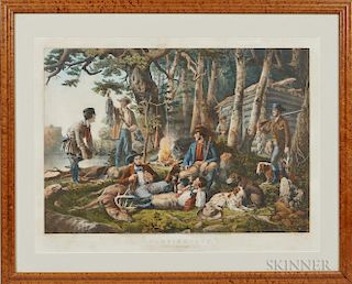 Currier & Ives, Publishers (American, 1857-1907) Lithograph Camping Out