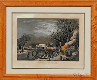 Currier & Ives, Publishers (American, 1857-1907) Lithograph Winter Evening