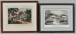 Two Currier & Ives, Publishers (American, 1857-1907) Lithographs A Home on the Mississippi