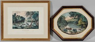 Two Currier & Ives, Publishers (American, 1857-1907) Lithographs: Mill Cove Lake