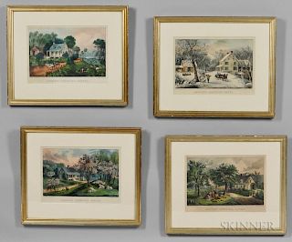 Currier & Ives, Publishers (American, 1857-1907)       Four Prints: AMERICAN HOMESTEAD