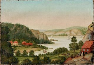 American School, Mid-19th Century      River Landscape with Ships