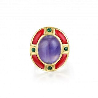 A Purple Star Sapphire Ring