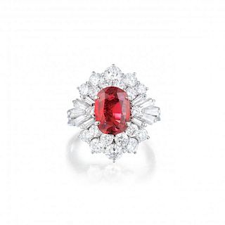 An Unheated Ruby and Diamond Ring