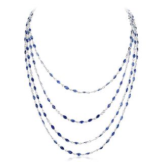 A Sapphire and Diamond by the Yard Necklace