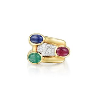 David Webb Gold and Colored Gemstone Ring
