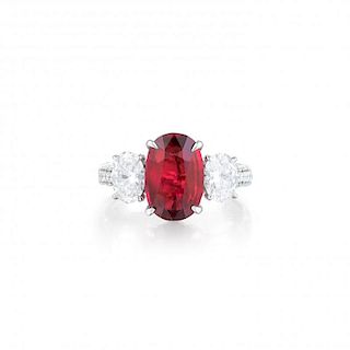 A 3.02-Carat Unheated Ruby and Diamond Ring