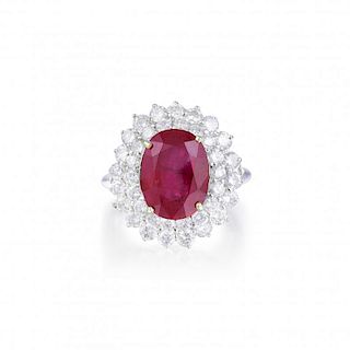 A 4.74-Carat Burmese Ruby and Diamond Ring