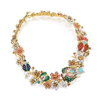 A Nature-Inspired Multi-Gem and Diamond Necklace