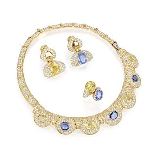 An Unheated Ceylon Sapphire and Diamond Set