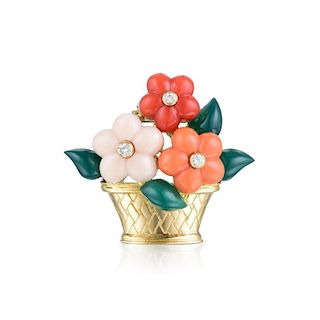 Van Cleef & Arpels Coral Flower Basket Pin/Pendant