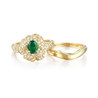 Chanel Emerald and Diamond Wedding Set