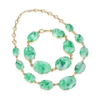 Tiffany & Co. Jade Necklace and Bracelet Set