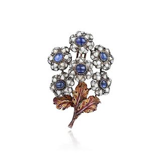 Buccellati Sapphire and Diamond Flower Brooch