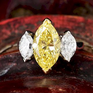 A 3.44-Carat Fancy Intense Yellow Diamond Ring