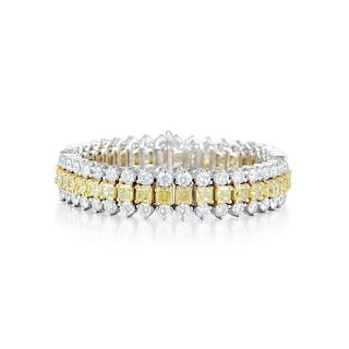 A White and Yellow Diamond Bracelet