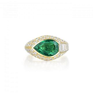 Bulgari 1.76-Carat Emerald and Diamond Ring