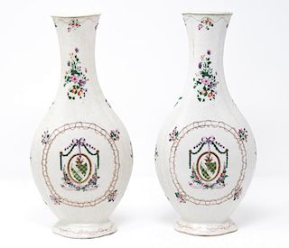 A Pair of Armorial Vases, Chinese Export Porcelain, 18th Century