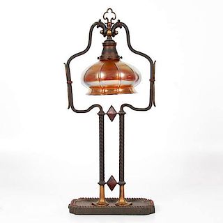 Table Lamp with Art Glass Shade 