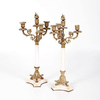 French Bronze and Marble Candelabra 