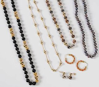 Six Pieces Beaded Gold Jewelry