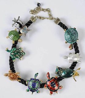 Necklace with Nine Costume Brooches