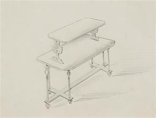 * Emile Galle, (French, 1846-1904), Study for a Two Tier Table