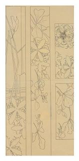 * Emile Galle, (French, 1846-1904), Botanical Sketches for Three Panels