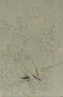 * Emile Galle, (French, 1846-1904), Study for Three Birds
