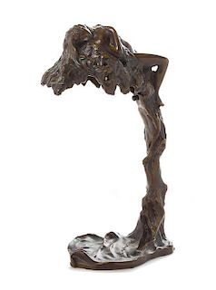 * An Art Nouveau Style Bronze Figural Lamp, Height 12 5/8 inches.