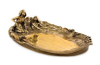 * An Austrian/ Ukrainian Art Nouveau Gilt Bronze Tray, Width 18 inches.