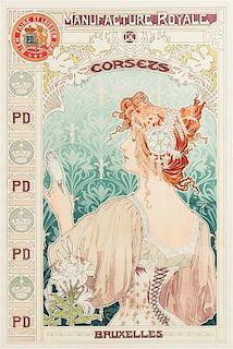 * Henri Privat-Livemont, (Belgian, 1861-1936), Manufacture Royale de corsets, 1897