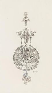 * Alphonse Mucha, (Czech, 1860-1939), Design Sketch for a Pendent