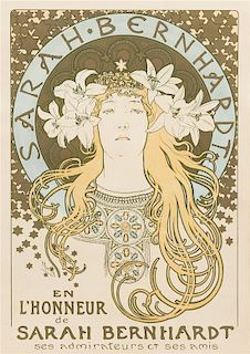 * Alphonse Mucha, (Czech, 1860-1939), Sarah Bernhardt (La plume), 1896