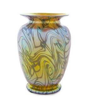 * A Durand Iridescent Glass Vase, Height 7 1/8 inches.