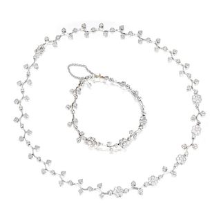 A Diamond Necklace and Bracelet Set