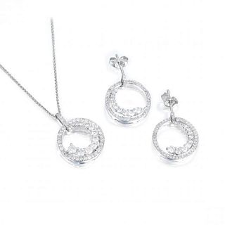 A Diamond Necklace and Earrings Set