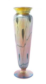 * A Durand Iridescent Glass Vase, Height 12 1/4 inches.