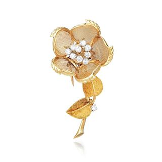 A French Day and Night Flower Brooch