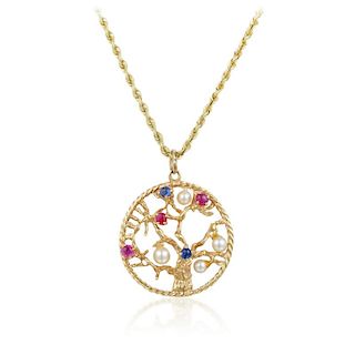 A Gold Tree of Life Pendant Necklace