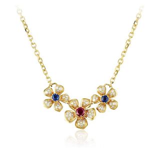Harry Winston Sapphire Ruby and Diamond Pendant Necklace