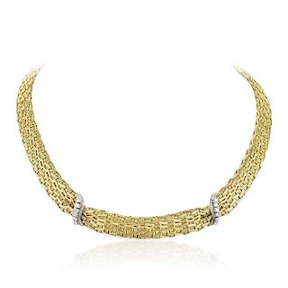 A Woven Gold and Diamond Necklace
