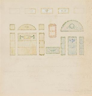* A Louis Comfort Tiffany Pencil and Watercolor Study, Height of image 9 1/4 x width 9 1/4 inches.
