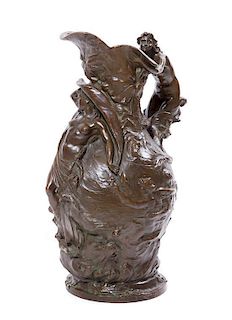 * An American Art Nouveau Bronze Ewer, Height 23 3/4 inches.