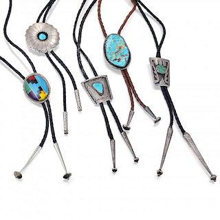 A Lot of Five Turquoise Bolo Ties