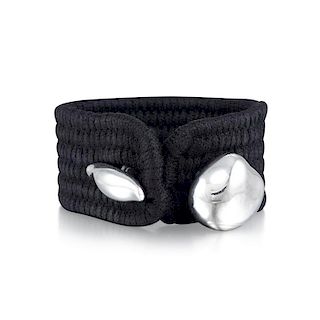 Tiffany & Co. Elsa Peretti Black Strap Silver Cuff