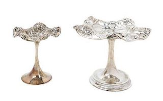 * Two American Art Nouveau Silver Compotes, Height of taller 6 1/8 inches.